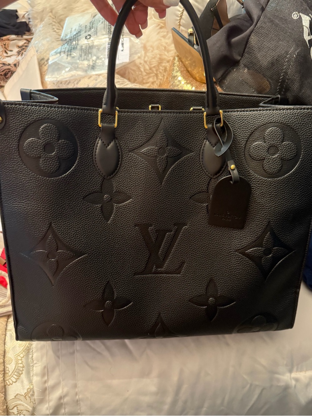 Men's Black Tote Bag with Orange Interior - Picture 4 of 10